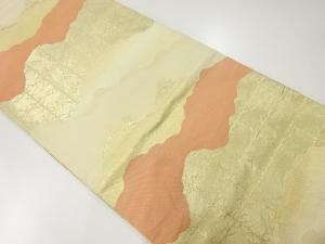 アンティーク　変わり格子に樹木模様織出し袋帯（材料）